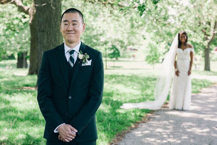 Trevin’s green suit was the first decision made during wedding planning, “and it was a great one,” Marla says. “Unexpected but still elegant.”