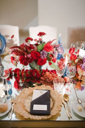 Jewel Tone Tablescape With Gold Charger