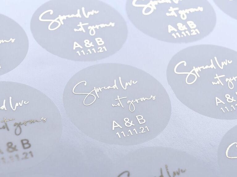 Spread Love Not Germs hand sanitizer stickers