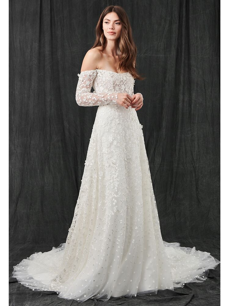 Kelly Faetanini A-line dress with chiffon skirt and 3D lace bodice
