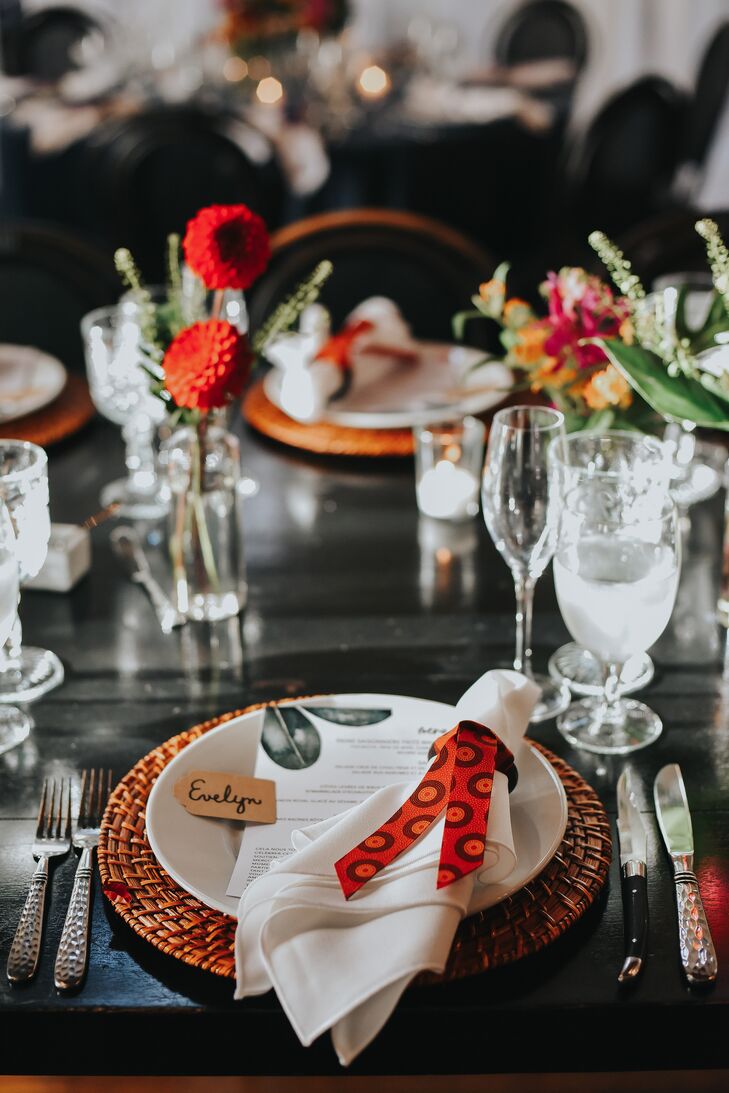 Tropical Place Setting for Reception at Ebell Long Beach in California
