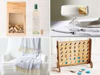 Collage of four personalized wedding gift ideas