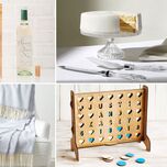 Collage of four personalized wedding gift ideas
