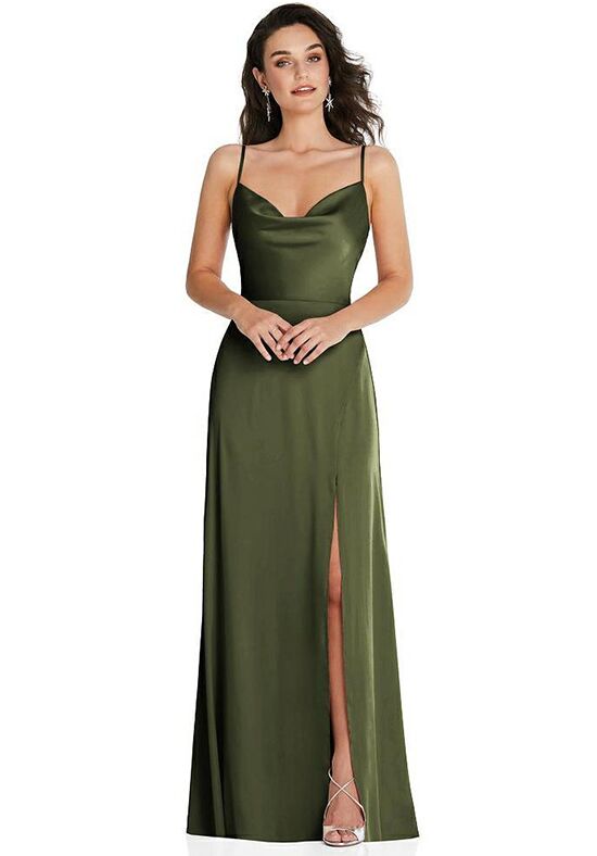 Dessy Group Cowl-Neck A-Line Maxi Dress with Adjustable Straps - TH098 Bridesmaid Dress - 1