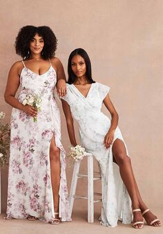 Birdy Grey Violet Chiffon Dress in Sage Spring Garden V-Neck and Plunge Bridesmaid Dress
