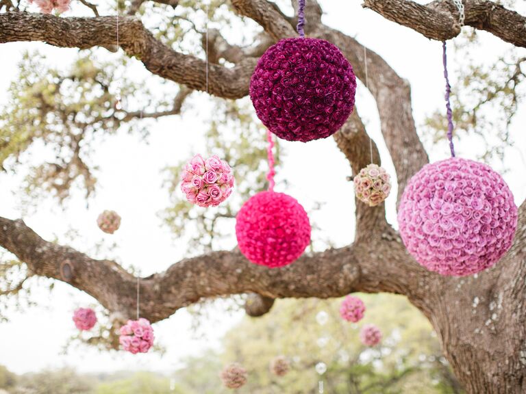 Hanging floral pomander ceremony decor