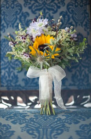Bouquet With Thistles and Sunflowers
