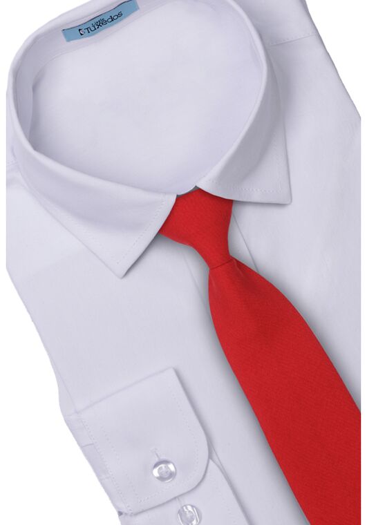 Little Tuxedos "Mason" Kids Red Suit (5-Piece Set) Flower Girl Dress and Ring Bearer Outfit - 3
