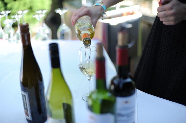 "We were planning a tour of Bordeaux [in France] for our honeymoon and we wanted our guests to experience a part of that with us," Heather says. "My husband put together a wine-tasting table for our cocktail hour, so guests could taste some wine from the vineyards we planned to tour."