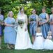 Organza Wedding Dress and Sea Blue Bridesmaid Dresses