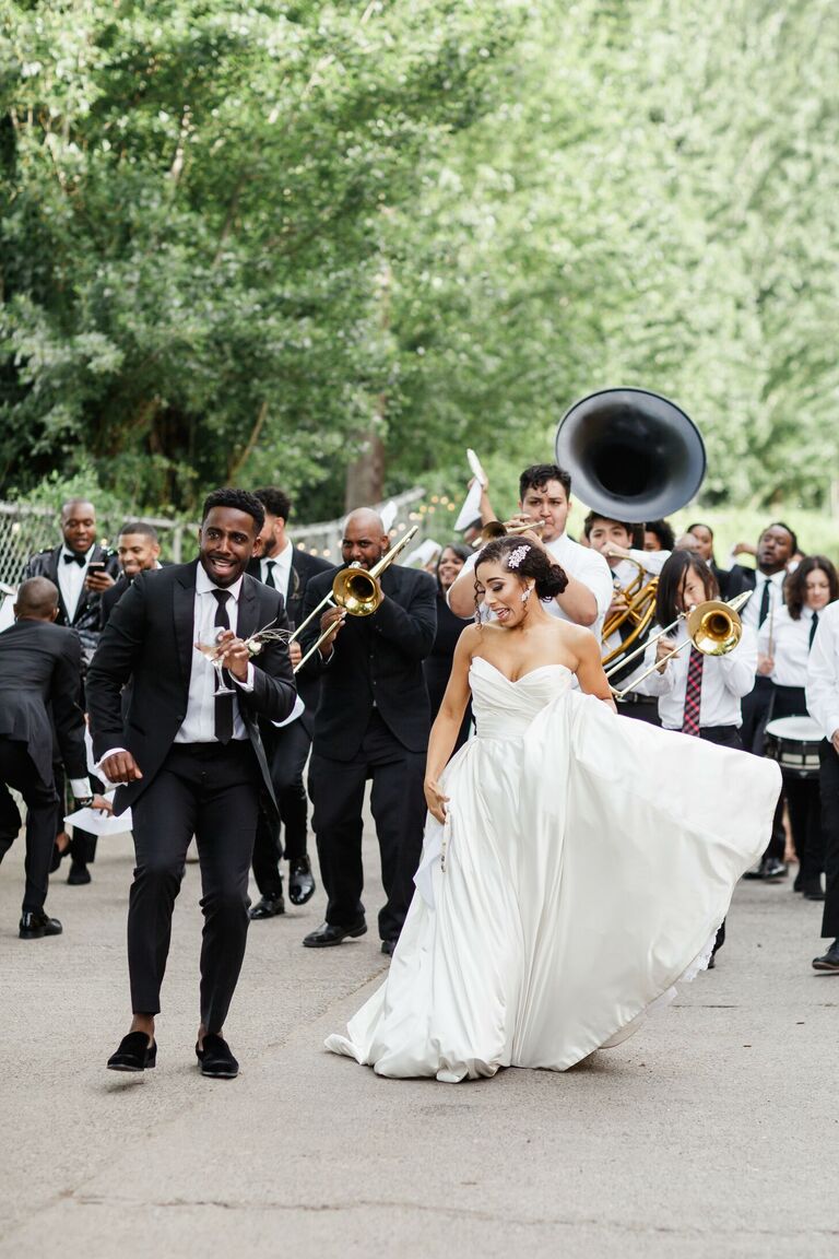Couple dancing during second-line parade