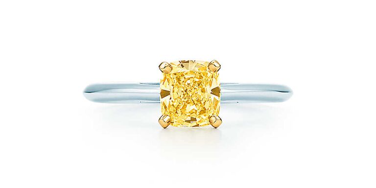 Cushion Cut Yellow Diamond engagement ring