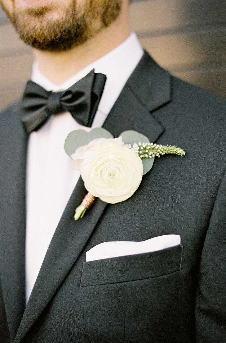 Ivory Ranunculus and Eucalyptus Boutonniere
