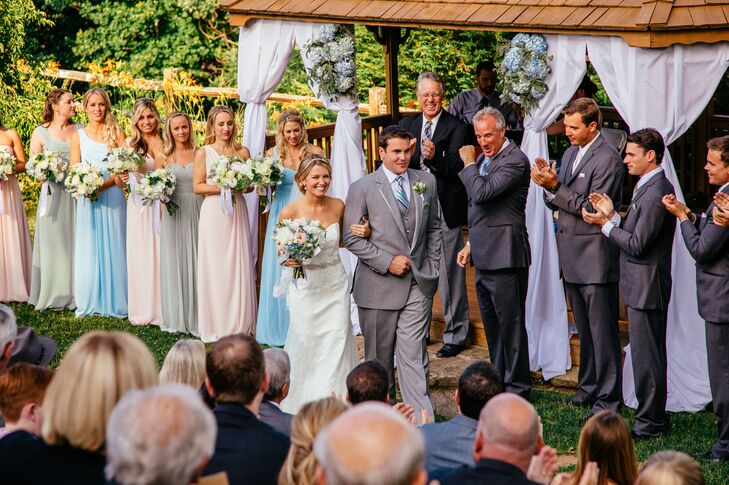 Taryn completed her lace gown's structured top by having an embellished belt sewn into the waist.