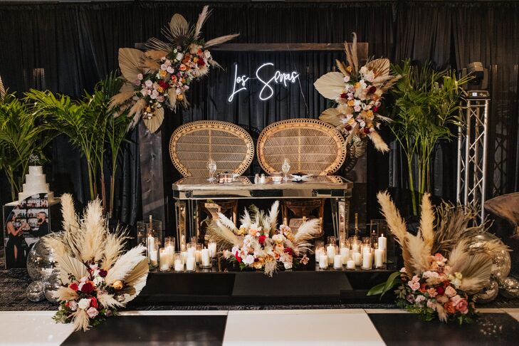 Bohemian Sweetheart Table With Wicker Peacock Chairs