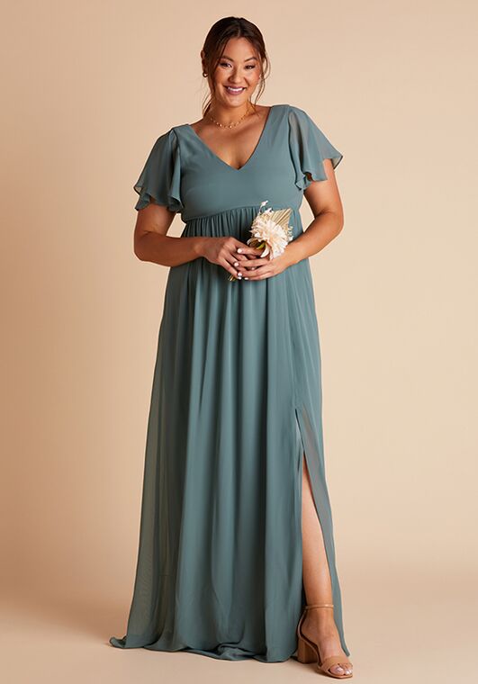 Birdy Grey Hannah Empire Curve in Sea Glass V-Neck Bridesmaid Dress - 2