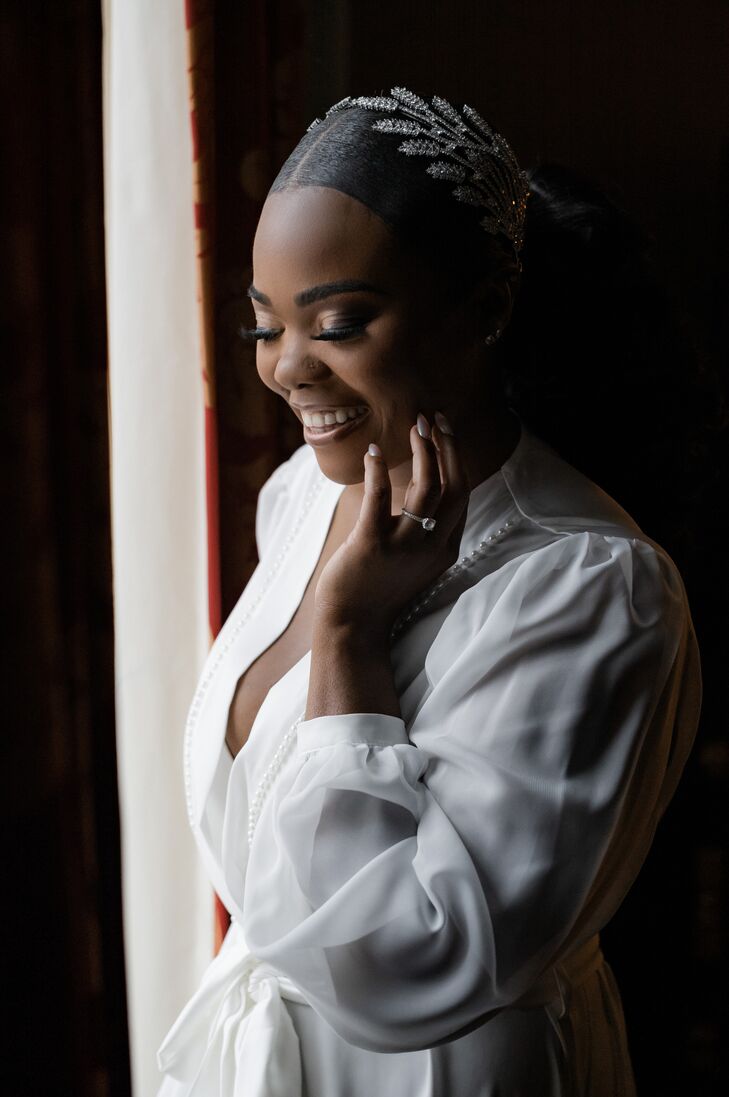 Bride Smiling in Getting Ready Robe