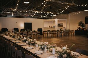 Industrial Reception with String Lights at  The Theodore in Birmingham, Alabama
