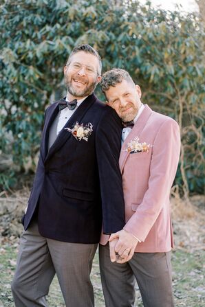Grooms in Velvet Suits for Wedding at the Everhart Museum in Scranton, Pennsylvania