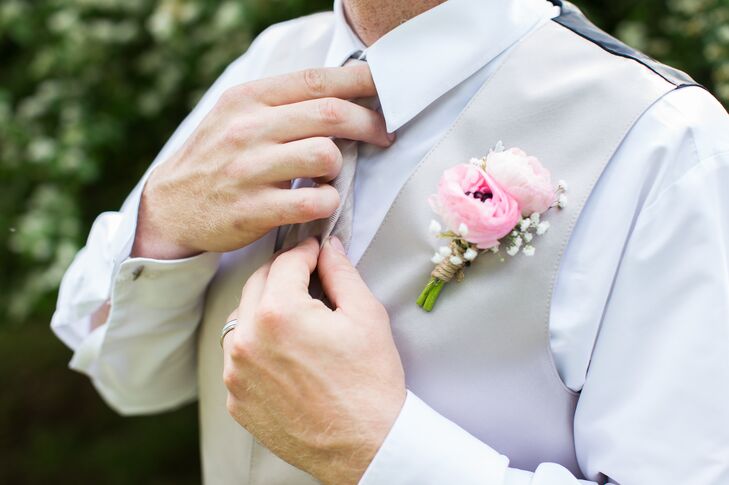 Ranunculus and Baby's Breath Boutonniere