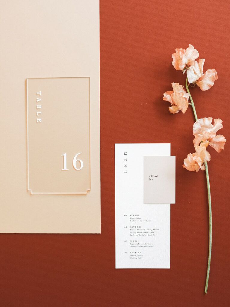 70s themed wedding blush and rust color palette