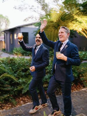 Grooms Entering Wedding Reception Holding Cocktails