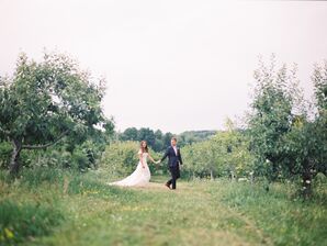 Bride and Groom Posing in the Countryside