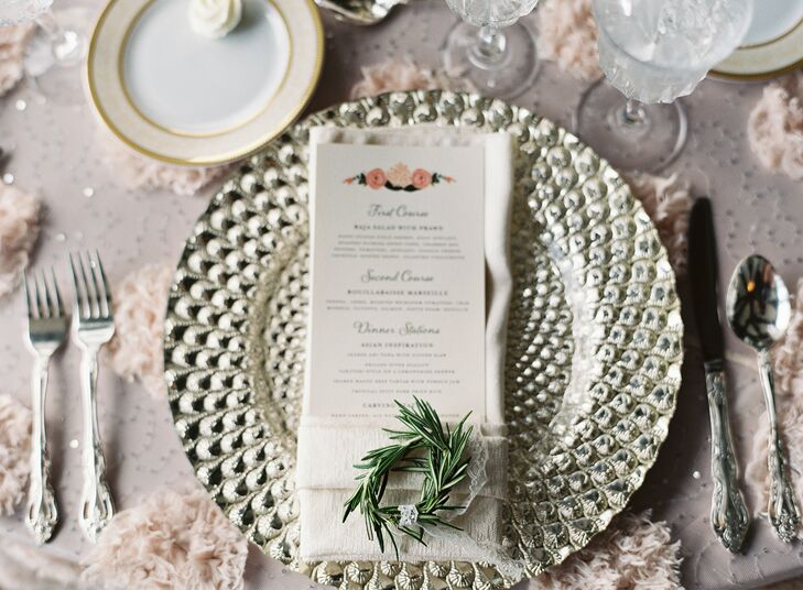 Textured Silver Charger and Ring of Greenery