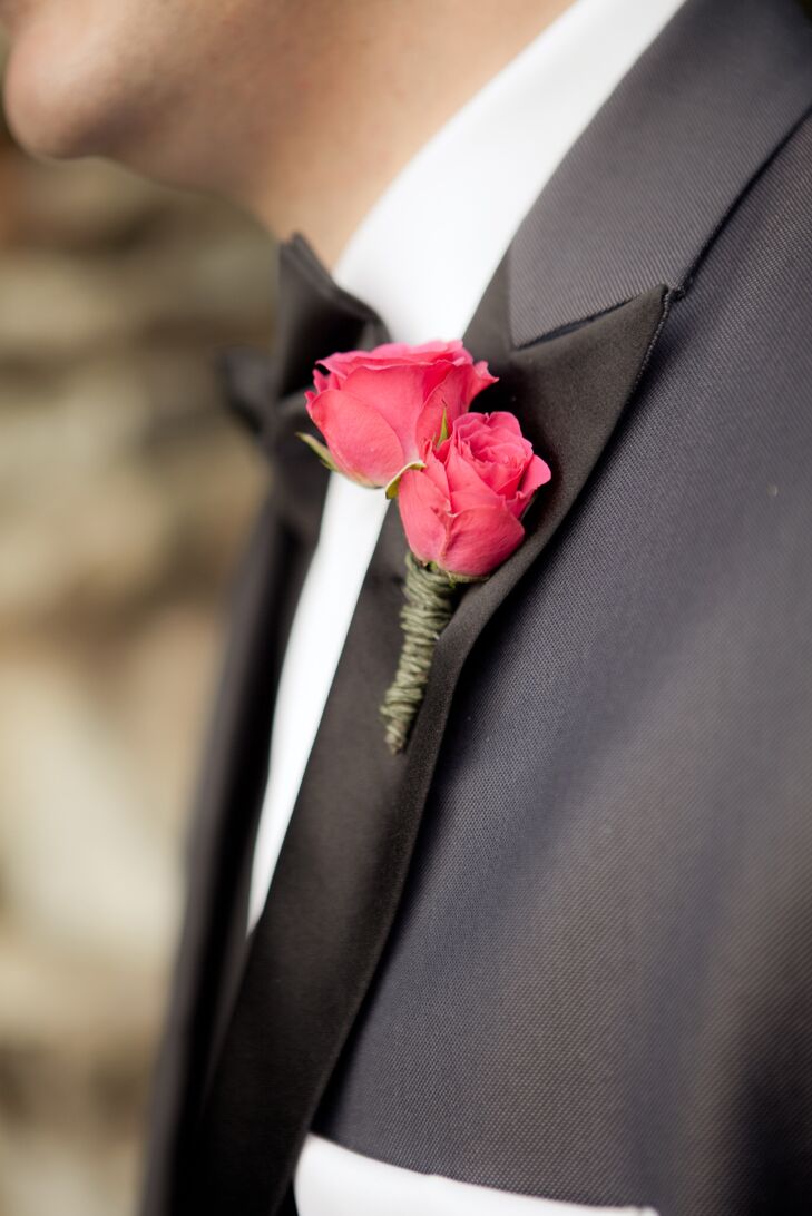 Double Fuchsia Tea Rose Boutonniere