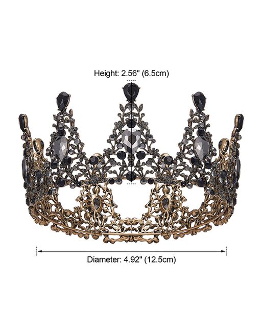 AW Bridal AW BRIDAL Baroque Crowns for Women Queen Crown Gothic Tiara Crystal Crown for Women Princess Tiara for Girls Vintage Tiara for Wedding Crown for Brides (Black) Black Tiara - 4