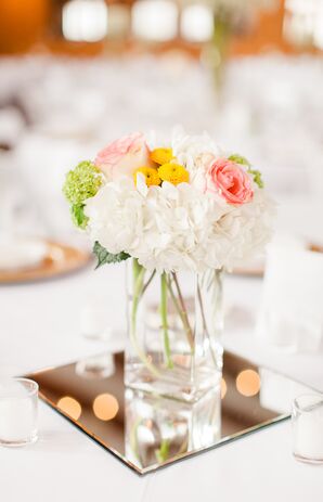 Hydrangea, Rose and Button Mum Centerpiece