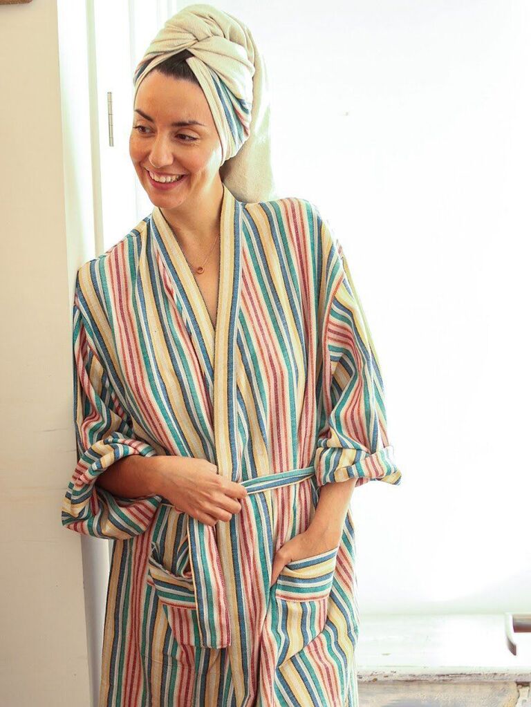 Turkish cotton bridesmaid robes with colorful stripes