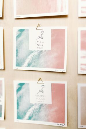 Custom Artful Escort Cards Made by the Groom, Wedding Favors