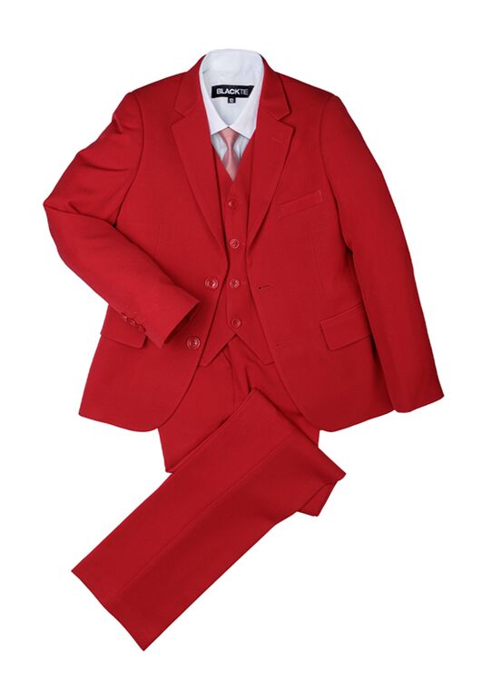 BLACKTIE "Liam" Red Suit (5-Piece Set) Flower Girl Dress and Ring Bearer Outfit - 3
