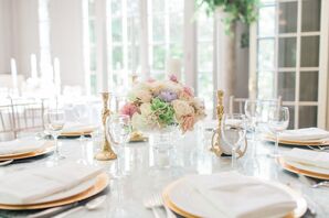 Gold Charger Plates and Gold Candlesticks