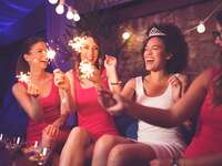 bachelorette party sparklers bride and bridesmaids