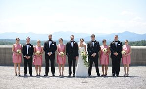 Matching Pink Alfred Sung Bridesmaid Dresses