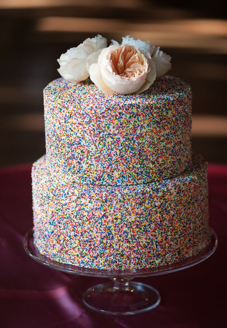 Rainbow Sprinkle-Covered Wedding Cake
