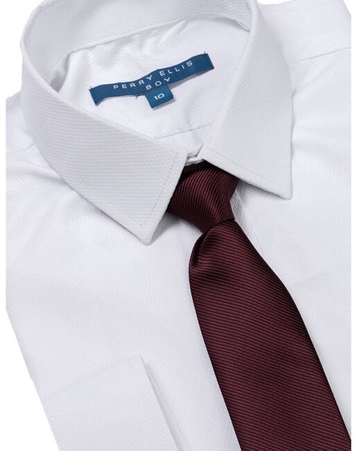 Perry Ellis "Noah" Kids Burgundy Suit (5-Piece Set) Flower Girl Dress and Ring Bearer Outfit - 3