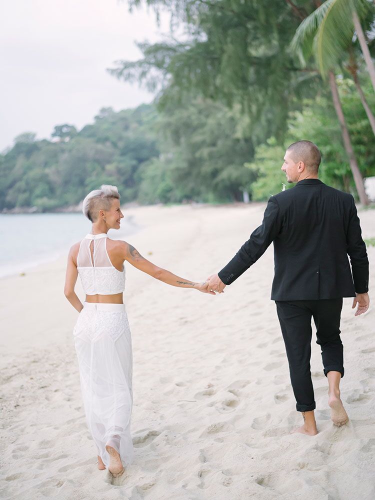 couple walking on beach