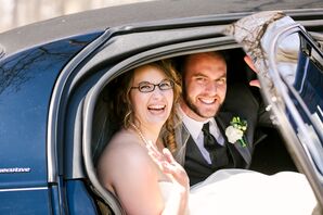 Bride and Groom in the Limo