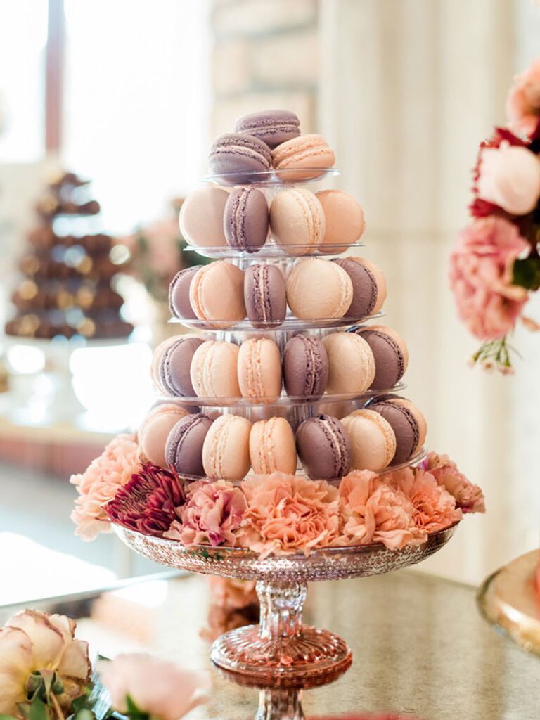 Macaron tower at bridal shower