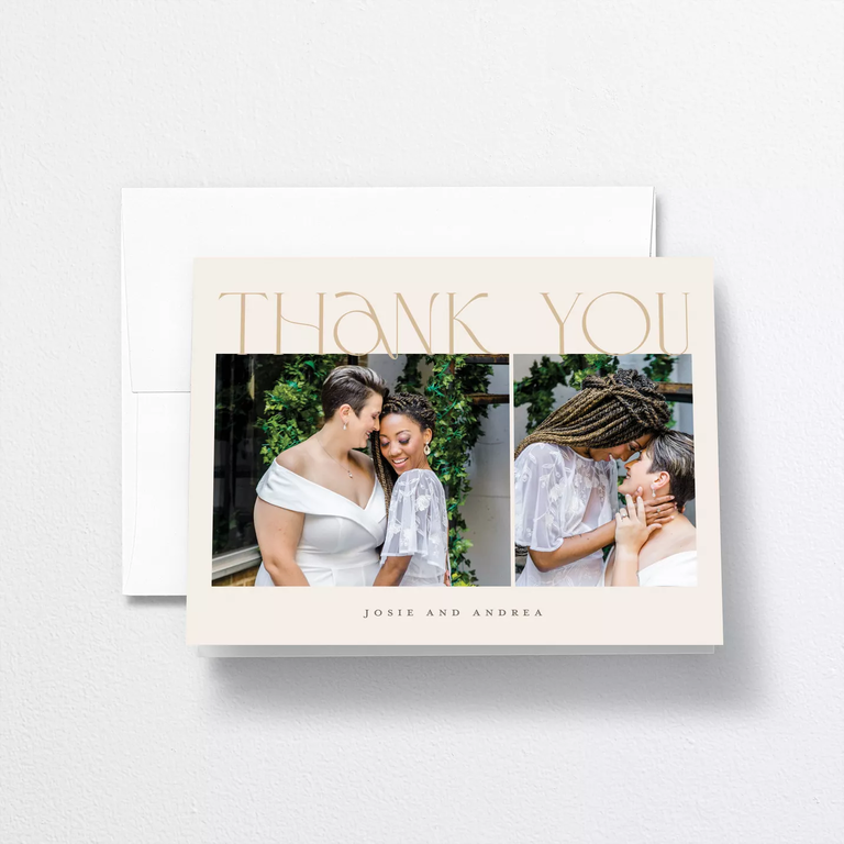 Personalized photo frame thank-you cards from The Knot