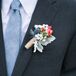 Dusty Blue Groom's Tie with Thistle and Berry Boutonniere