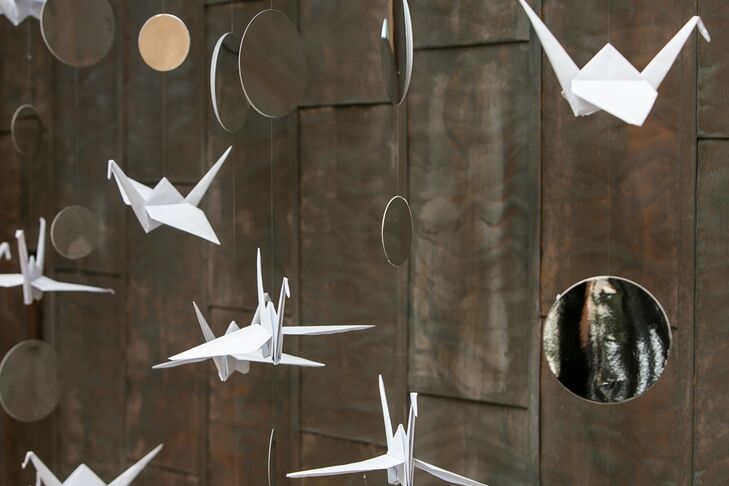 Marla created a hanging crane installation with a friend. “It became the focal point of the day,” Marla says. “Guests started taking photos in front of it.”
