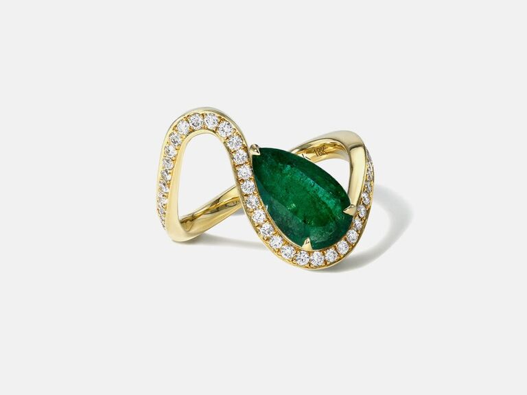 Unique emerald engagement ring by KatKim. 