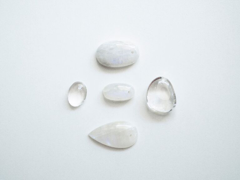 White and clear moonstone gems