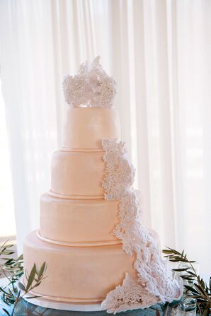Ivory Wedding Cake With Lace