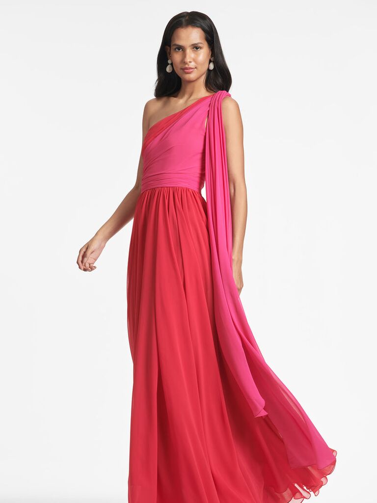 Red and pink dress for mother of the bride. 