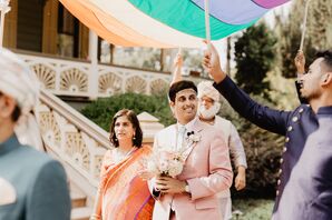 Traditional Hindu Wedding Entrance With Pride Flag